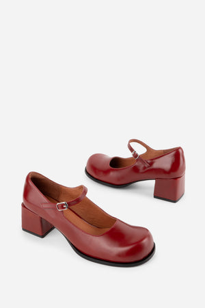 【coco】Cherry-Patterned Mary Jane Women's Journee Collection Zarynn Chunky Mary Jane Pumps
