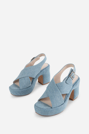 MINDY DENIM SLINGBACK PLATFORM SANDAL – Intentionally Blank