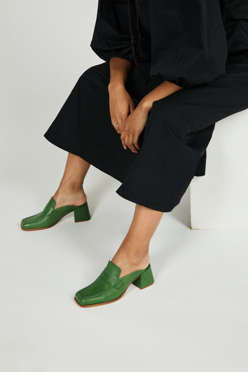 Heeled loafer mules sale