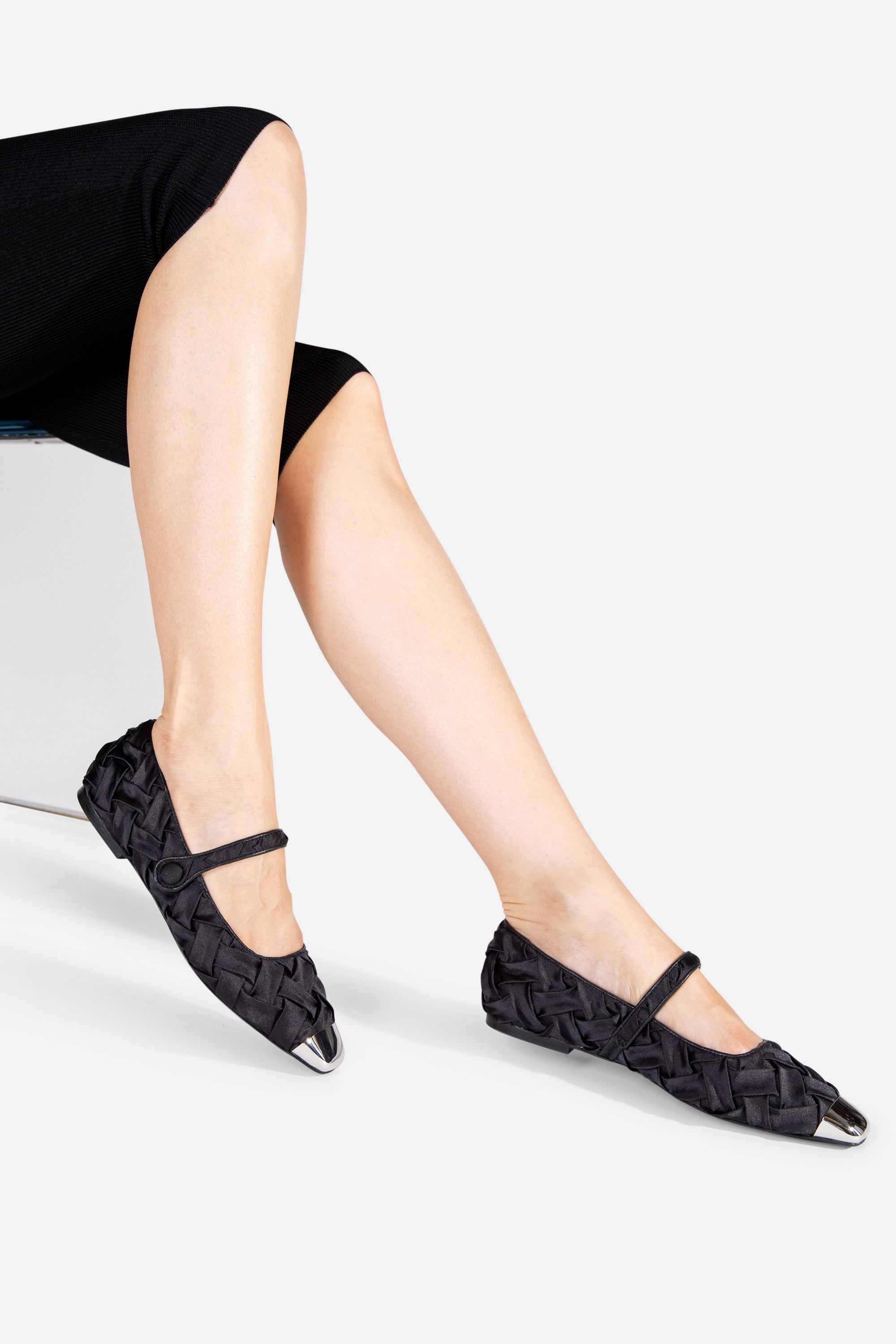 RIBBONS SATIN BRAIDED MARY JANE FLAT – Intentionally Blank