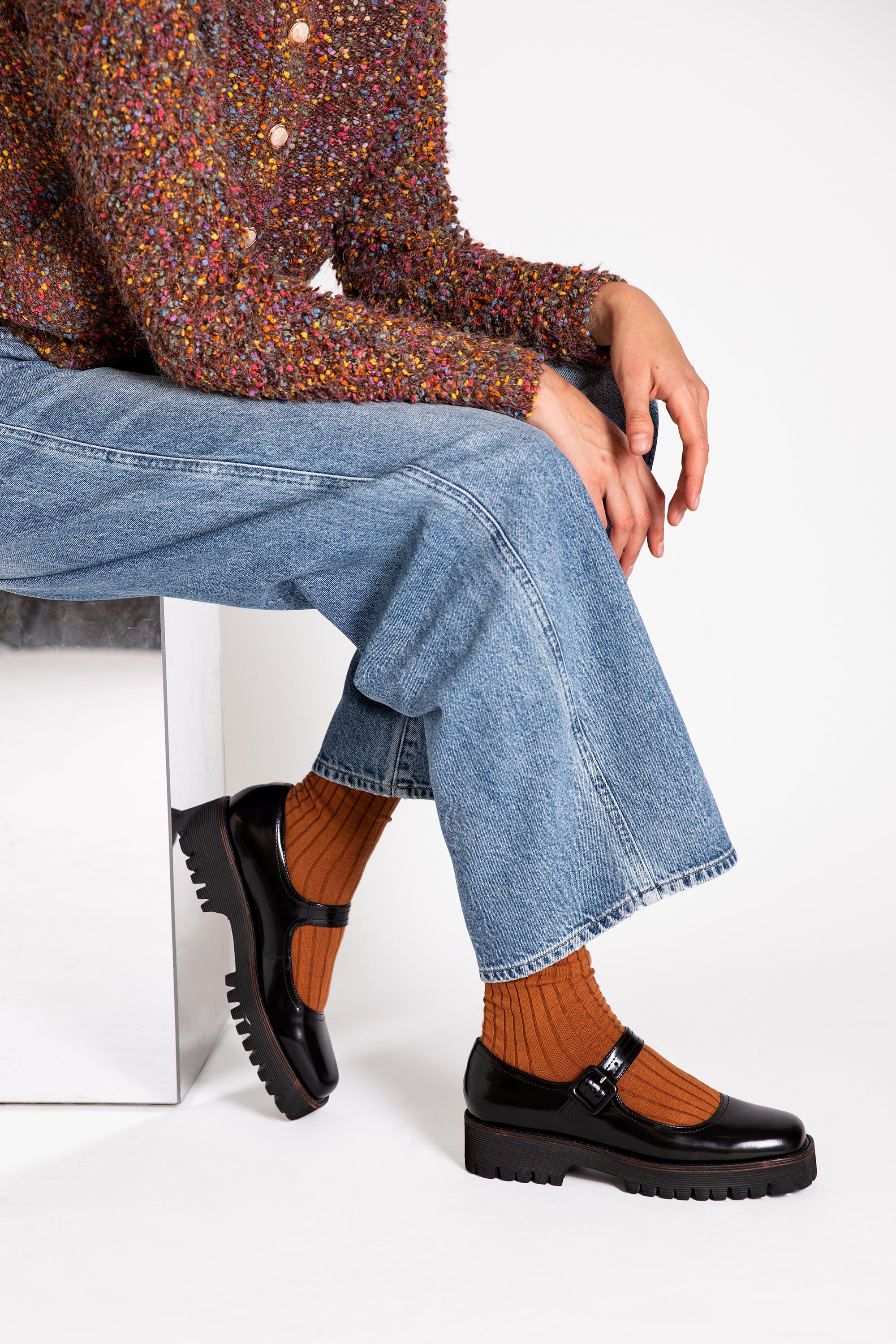 VERONICA BOX LEATHER LUG SOLE MARY JANE – Intentionally Blank